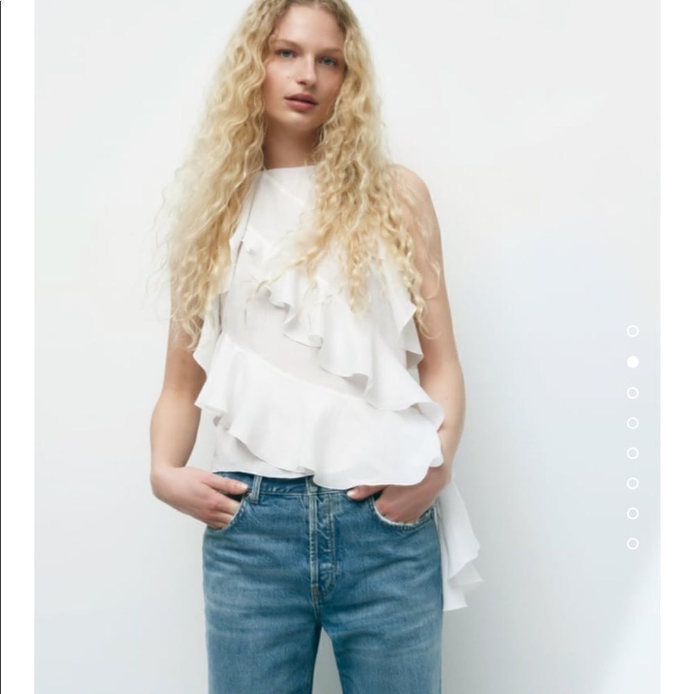 Zara limited edition white ruffle top